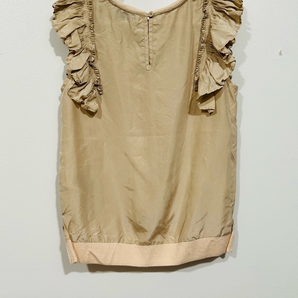 Stella McCartney Kids Tan Beige 100% Silk Ruffle Sleeve Blouse Top Size 6 Years - Picture 4 of 4